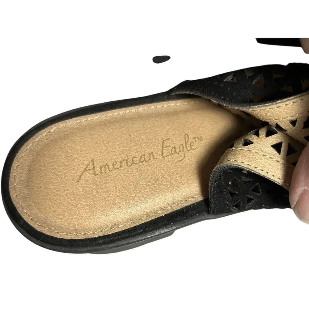 American Eagle Black Slingback Mesh Sandal 9.5w